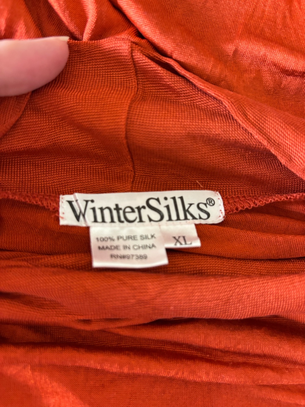 Y2K Sheer Silk  Baselayer 100% Pure Silk Turtleneck set of 2-- Brown Orange - XL - Picture 6 of 11